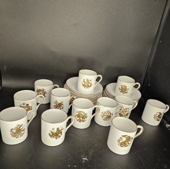 Unique vintage zodiac espresso cups and saucer set. Complete set of 12. - Picture 5 of 13